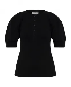 Топ с воротником на пуговицах Victoria Beckham, черный