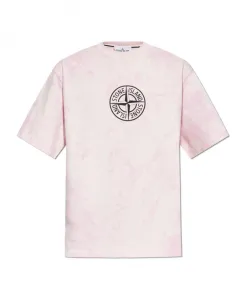 Футболка с принтом Stone Island, розовый