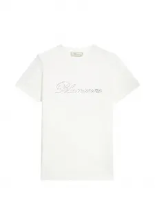 Футболка из джерси с вышитым логотипом BLUMARINE, белый