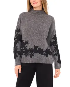 Свитер с цветочной аппликацией Vince Camuto, серый