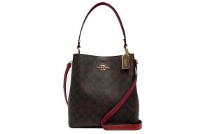 Городская холщовая сумка-ведро с кожаными деталями, портативная сумка через плечо, среднего размера женская сумка COACH