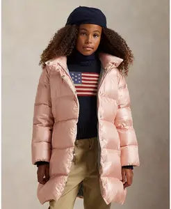 Детская куртка с капюшоном и длинными рукавами с металлическим эффектом для девочек 7-16 лет Polo Ralph Lauren, розовый