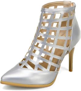 Женские модные ботильоны с заостренным носком, сзади на молнии, на высоком каблуке-стилет, короткие сандалии JOEUSTY, Silver