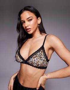 Бюстгальтер-бралетт с леопардовым принтом в черном и коричневом цветах Hugo Red