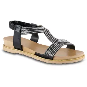 Женские босоножки с эластичными ремешками сзади, украшенные стразами от Charming Lady Henry Ferrera, черный