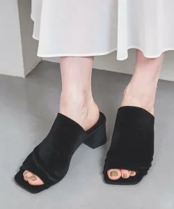 Бархатные мюли с широким квадратным носком United Arrows, цвет Black