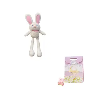 Плюшевый кролик на ключах с подвижными ушками, высота 24 см Jinnew, белый