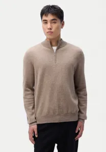 Незаменимый джемпер с молнией до середины груди Gobi Cashmere, Taupe