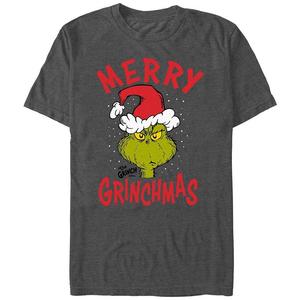 Футболка Big & Tall Dr. Seuss The Grinch с рождественским рисунком Licensed Character, цвет Charcoal Heather