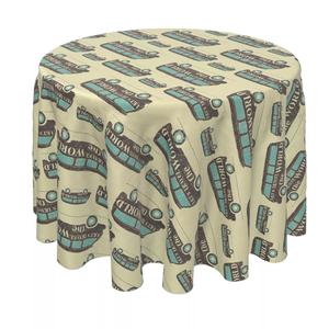 Круглая скатерть, 100% полиэстер, круглая 70 дюймов, винтаж Lets Travel