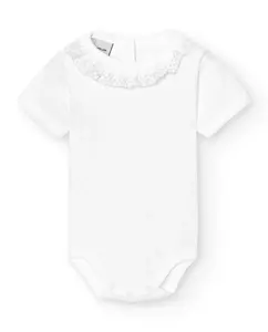 Набор из 2 детских боди с короткими рукавами и батистовым воротником BABIDÚ, серый