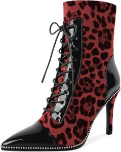 Женские ботильоны SAMMITOP на шнуровке с высоким каблуком-стилетто, заостренным носком, модные ботильоны с серебристой вышивкой и боковой молнией, короткие ботинки на каблуке 10 см