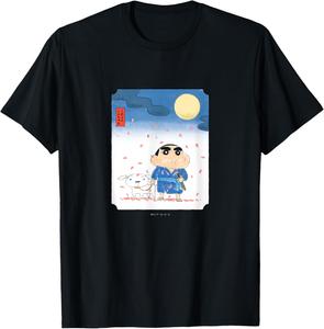 Футболка Crayon Shin-chan Night Cherry Blossom and Shin-chan Crayon Shinchan, черный