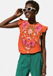 Блуза Love & Roses CREW NECK SHORT SLEEVE EMBROIDERED , Orange