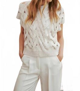 Кабельный топ-свитер в кремовом цвете LUISA CERANO