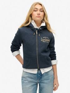 Люкс худи с металлическим логотипом и молнией Superdry, Trench Navy Marl