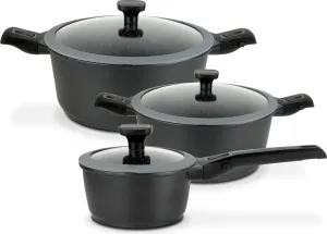 Набор из 6 сковородок из алюминия, пластика, стекла и силикона, черный цвет - простая система защелок Markenlos