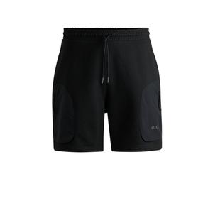 Шорты свободного кроя из хлопчатобумажной махры с логотипом HUGO, черный