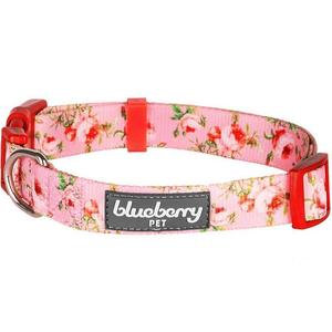 Ошейник для собак Blueberry Pet с цветочным принтом и розой, цвет Baby Pink
