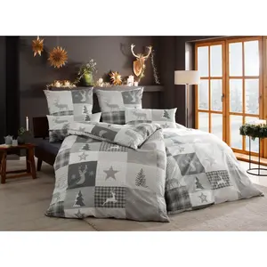 Постельное белье «Домашнее дело» Николая в размерах. 135x200 или 155x220 см, идеально подходит для Рождества", Рождественское постельное белье, зима Home Affaire, серый