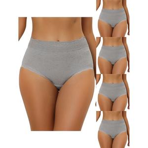 5 упаковок женского нижнего белья с высокой талией, удобные трусики в рубчик с кружевной отделкой ALLEGRA K, Gy