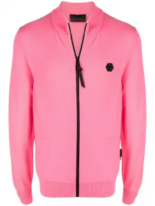 Кардиган на молнии с нашивкой-логотипом Philipp Plein, розовый