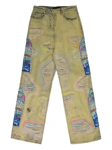 Джинсы с эффектом потертости Who Decides War, бежевый