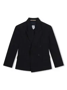 Однобортный блейзер в тонкую полоску BOSS Kidswear, синий