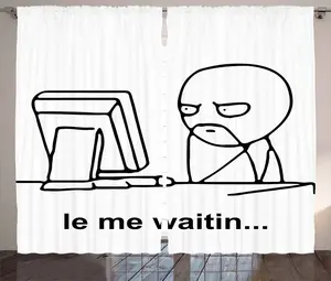 Шторы ABAKUHAUS в деревенском стиле с юмором, забавное лицо мема из комиксов, универсальные ленточные шторы для гостиной с петлями и крючками, 280 x 175 см, черно-белые Abakuhaus