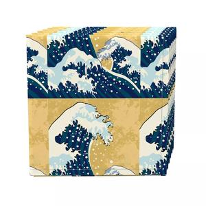 Набор салфеток, 100 % полиэстер, набор из 4 шт., 18x18 дюймов, японская волнистая живопись