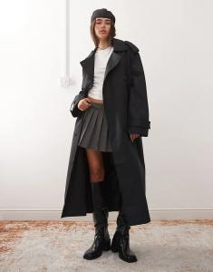 Свободный тренчкот Weekday черного цвета