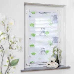 Плиссе Hanni & Luc защита от света без сверления, крепление на защелках, мотив для детской Liedeco, зеленый/серый/белый/белый