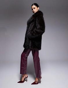 Эксклюзивная куртка Frolic с большим воротником и искусственным мехом коричневого цвета