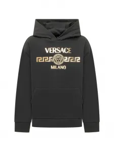 Толстовки с выцветшим логотипом Versace Kids, черный