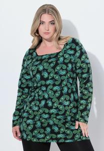 Топ Ulla Popken Long sleeved top, Petrol Green/Teal