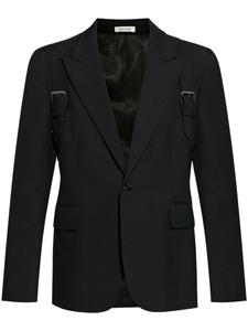 Однобортный шерстяной пиджак Harness Alexander McQueen, черный