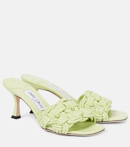 Chara 70 плетеные мюли из рафии Jimmy Choo, Pistachio/Pistachio