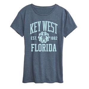 Женская футболка с рисунком Key West Athletic, цвет Heather Blue