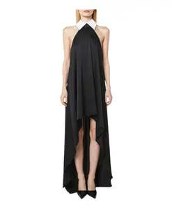 Черное асимметричное платье с белым воротником Alberto Audenino, черный