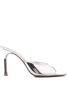 Сланцы-мюли Alexa на каблуке 95 мм Amina Muaddi, серебристый