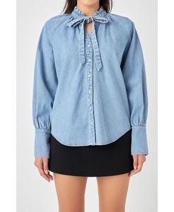 Женская джинсовая рубашка с галстуком Grey Lab, синий