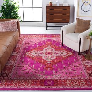 SAFAVIEH Bellagio Collection ковер 336 x 458 см большого размера, Red & Pink, ручной работы медальон из шерсти, идеально для помещений с высокой проходимостью в гостиной, спальне (BLG545B)