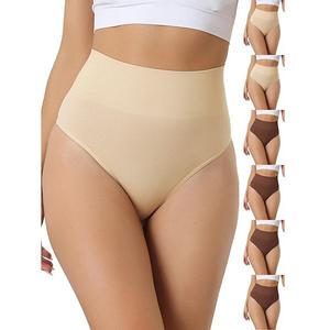 7 пар женских трусиков-стрингов с высокой посадкой, невидимые, эластичные, удобное белье Inspire Chic, Dark Brown Beige