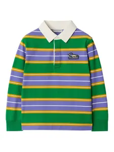 Рубашка поло в полоску Burberry Kids, зеленый