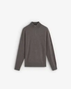 Мужской шерстяной свитер с воротником на молнии до половины Scalpers, серо-коричневый