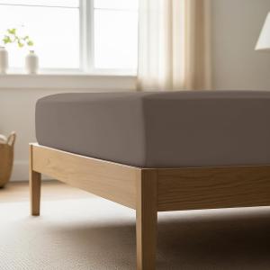 Mellanni Простыня на резинке California King (198x213 см), глубина до 40 см, мягкая охлаждающая, устойчивая к выцветанию и пятнам, темно-бежевая