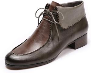 Кожаные ботильоны на шнуровке Mona для женщин, низкий каблук, модные ботинки для платьев Mona flying, Grey-Coffee