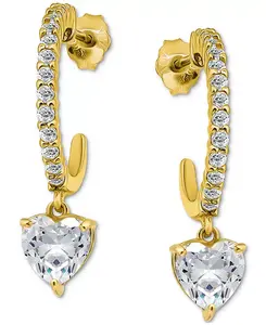 Серьги-Кольца в форме сердца с кубическим цирконием (3-1/20 карата) из 18-каратного золота на стерлинговом серебре Giani Bernini, gold