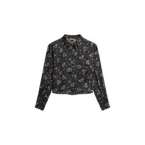 Футболка с длинными рукавами Superdry из прозрачной ткани с люрексовым принтом, черный