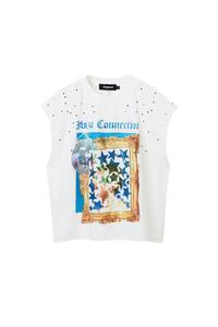 Футболка женская Desigual без рукавов с принтом, белый